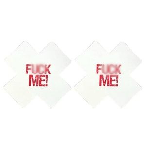 White X Nipple Pasties “F*CK ME” Edgy Adhesive Covers | Festival Rave Lingerie